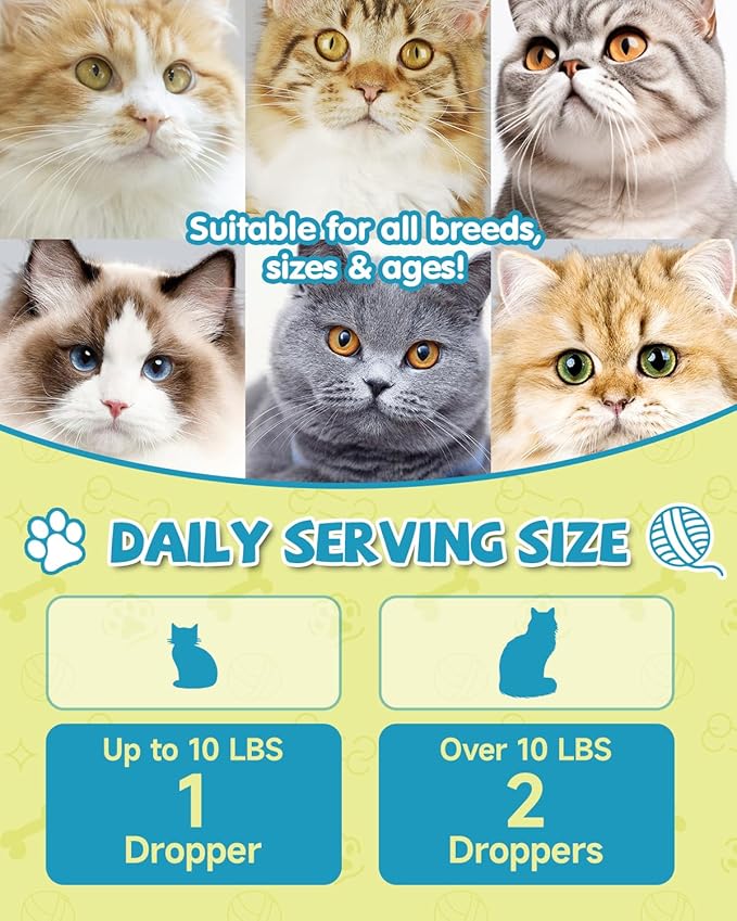 Lysine for Cats - L-Lysine Supplement for Cats & Kittens, Cat Immune Support, Allergy Relief, Sneezing, Cat L-Lysine Drops with Colostrum, Taurine, Vitamins & Minerals, Astragalus - 2Fl Oz