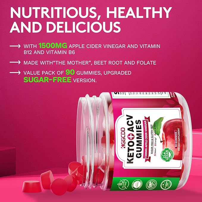 2 Pack Sugar Free Keto ACV Gummies Advanced 180 Count Keto ACV Gummies with B6 & B12 - Keto Gummy Diet Supplement for Women Men, Vegan & Non-GMO Low-Carb - 1500MG Made in USA