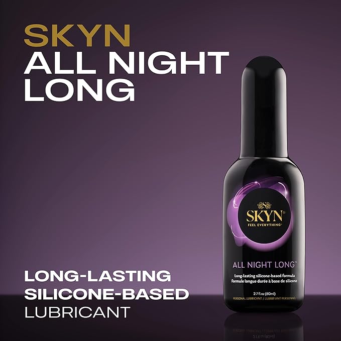 SKYN All Night Long Silicone-Based, Long Lasting Lube (2.7 oz) for Men, Women and Couples, Safe with Latex and Non-Latex Condoms