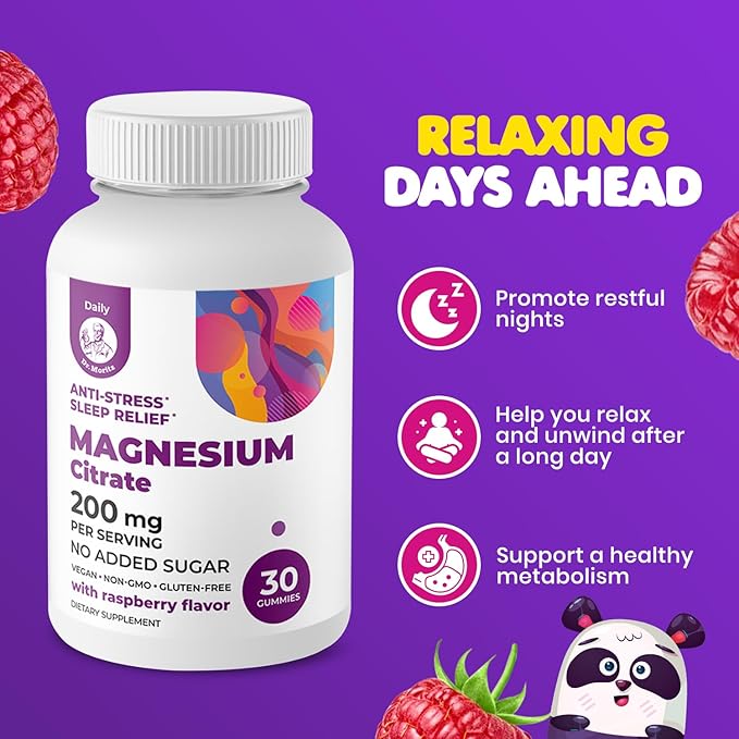 DR. MORITZ Magnesium Bundle - Calm Magnesium Gummies for Adults (200mg, 30 Count) and Kids Magnesium Gummies (120 Count, 2 Pack) - Sugar-Free Magnesium Citrate Gummies for Relaxation Support