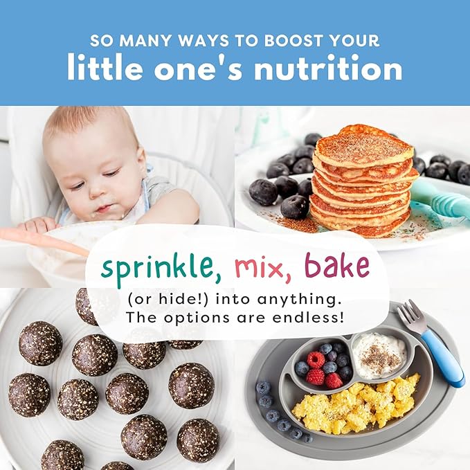 Superseed Organic Milled Chia, Flaxseed and Hemp Heart Brain Booster with Vegan Omega-3 DHA S Prebiotic Fiber Protein Gluten Free Seeds for 6M+ Babies Toddlers & Kids (7oz x 2 Pack)