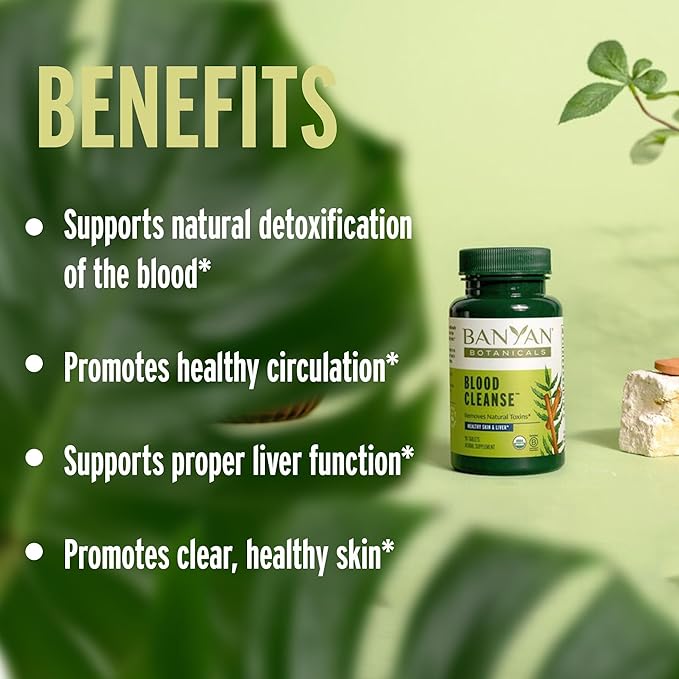 Banyan Botanicals Blood Cleanse Tablets – Organic Clear Skin Supplement with Manjistha & Neem – Blood Cleanser Herbs for Natural Detox & Healthy Skin* – 90 Tablets – Non GMO Sustainably Sourced Vegan