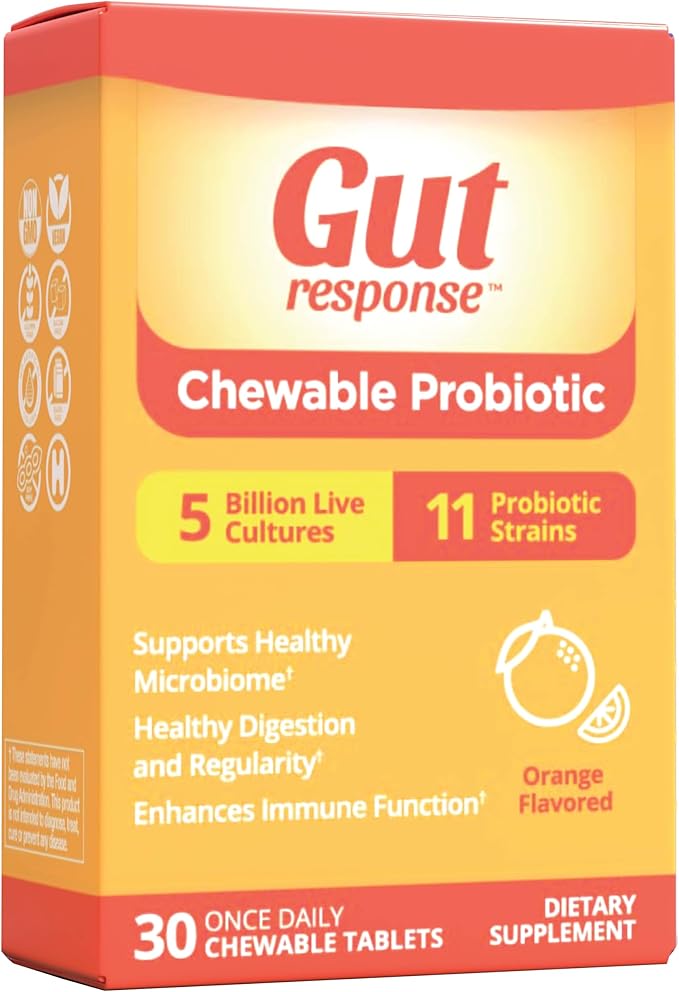 Chewable Probiotic for Men & Women, Slows Down Digestive Aging, Boosts Immune System, Non-GMO, Gluten Free & Soy Free, 5 Billion CFU, 30 Chewable Tablets, Orange Flavor