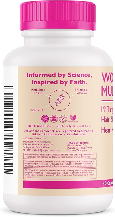 Women's Multivitamin - 19 Targeted Vitamins & Nutrients for Women - Supports Hair, Skin & Nails, Cognitive Health, Focus, & Heart Health - 1 Vegan Capsule Daily, 30 Day Supply