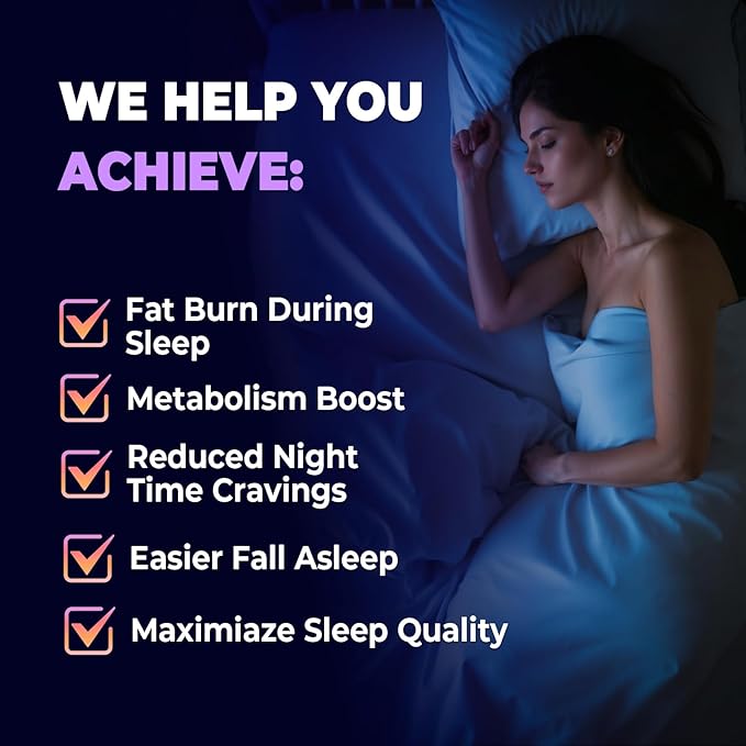 Sleep Burn Night Time Fat Burner,Night Shred Fat Burner and Natural Sleep Support for Men and Women,Metabolism Booster with Vitamin B6,L-Theanine Melatonin Astragalus Ceylon Cinnamon Berberine 60ct