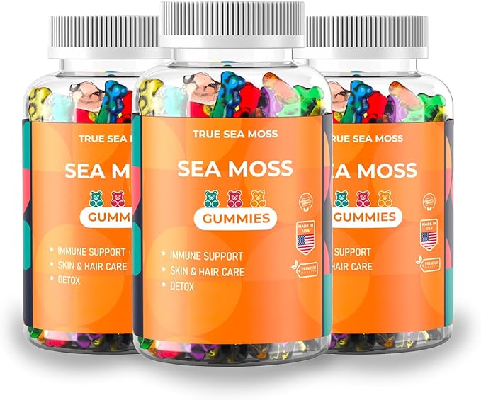 Natural Sea Moss Gummies Contains Irish Sea Moss + Burdock Root + Bladderwrack 60 Gummies for Stronger Immune, Healthier Skin & Hair, Detox Great for Kids & Adults, Made in USA (3)