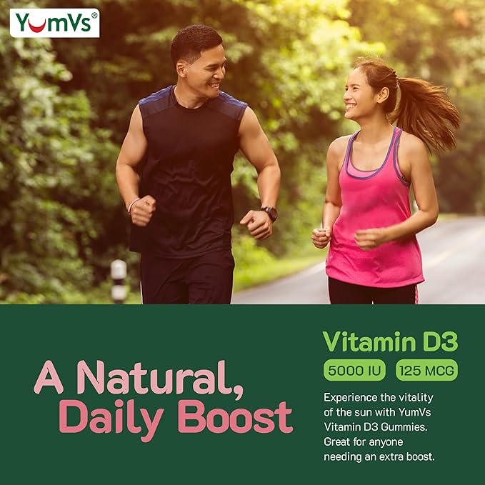 Vitamin D3 Jellies by YumV's | Vitamin D 5000 IU | Daily Dietary Supplement for Men and Women | Mixed Berry Flavor Chewable Jellies | Vegetarian, Gluten-Free, Kosher, Halal | 60 Count