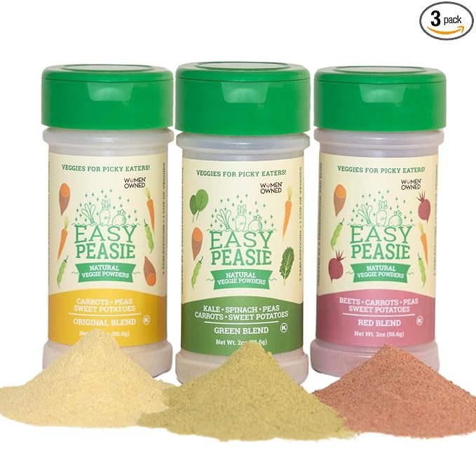 Easy Peasie Natural Vegetable Powders for Picky Eaters | Hidden Veggie Powder for Kids (3-Pack: Original, Green, Red - each 2 oz)