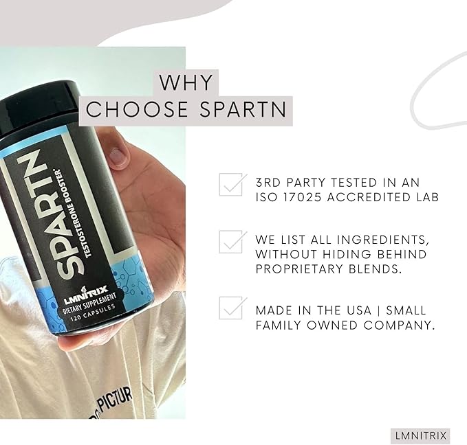 Spartn - Testosterone Booster for Men & Women - Estrogen Blocker Supplement with DIM & D-Aspartic Acid (DAA) - Top Testosterone Supplement for Muscle Growth & Strength - 120ct