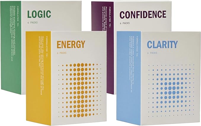 The Starter Kit - Nootropic Brain Support Supplements with Clarity, Logic, Confidence & Energy - One-Month Supply to Promote Mental Focus, Natural Energy & Memory (24 Nootropic Pouches)