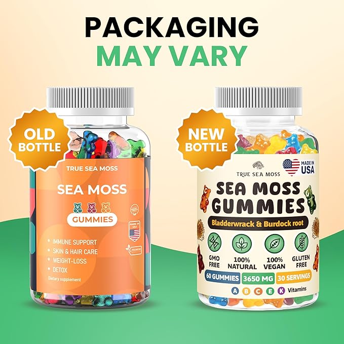Natural Sea Moss Gummies – Contains Irish Sea Moss + Burdock Root + Bladderwrack – 60 Gummies for Stronger Immune, Healthier Skin & Hair, Detox – Great for Kids & Adults, Made in USA (5)