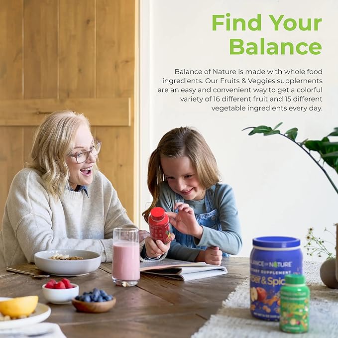 Balance of Nature Whole Food Supplement with Fruit and Vegetable Ingredients for Women, Men, and Kids - 90 Capsules, 3 Sets