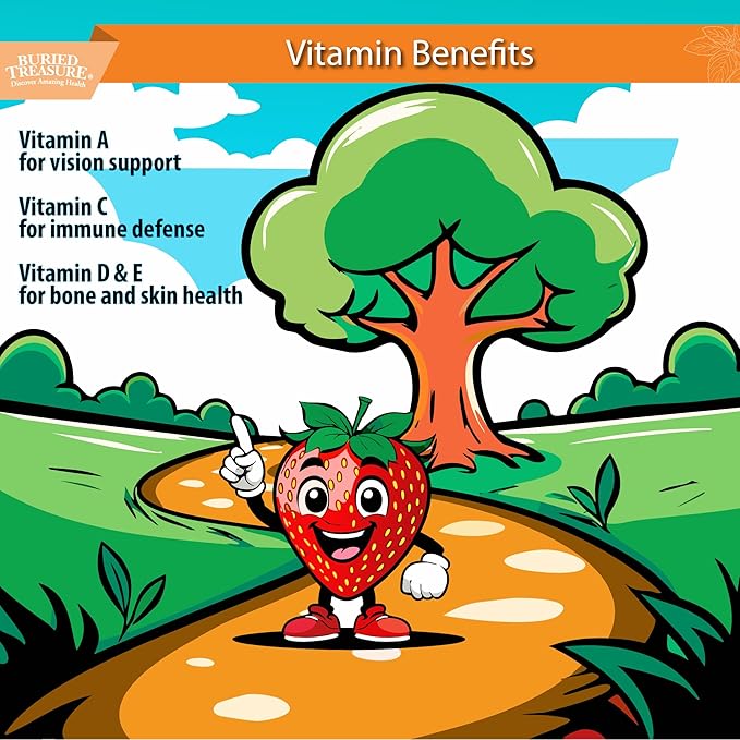 Buried Treasure Children’s Daily Liquid Multivitamin - 16 oz, 16 servings, Orange Mango Flavor, Supports Kids with Essential Nutrients & Minerals