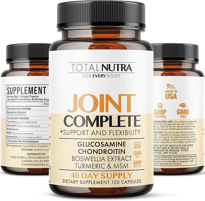 Glucosamine Chondroitin MSM Turmeric 2100mg – Joint Complete Capsules, Advanced Strength Joint Support Supplement for Adults Hands Back Knee Mobility – Bone & Joint Health Supplements for Men & Women