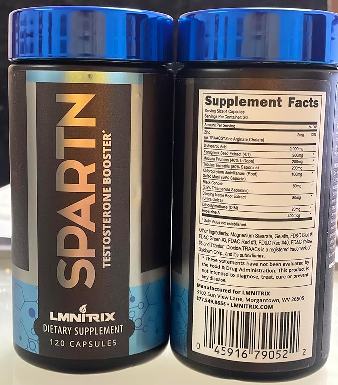 Spartn - Testosterone Booster for Men & Women - Estrogen Blocker Supplement with DIM & D-Aspartic Acid (DAA) - Top Testosterone Supplement for Muscle Growth & Strength - 120ct