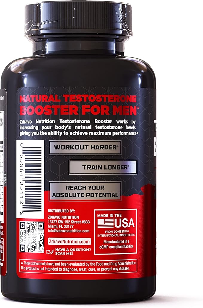 Testosterone Booster - Testosterone Supplement for Men - Workout Supplement for Muscle Growth, Libido, Stamina, Strength, Endurance - Male Enhancing Supplement Pills - Men's Test Booster - Tongkat Ali