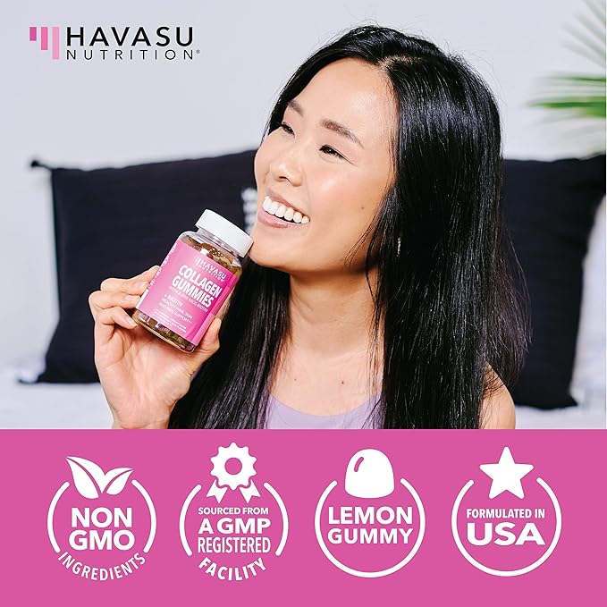 Collagen Gummies for Women and Men - 2500mcg Biotin, Zinc, Vitamin C & E for Promote Hair, Skin & Nail Health - GLP-1 Nutritional Support - Pectin-Based, Non-GMO, Lemon Flavor, 1-Month Supply