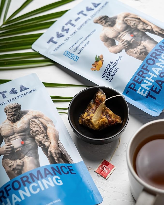 Test-Tea | Testosterone Boosting Herbal Tea for Men | Ginger and Lemongrass Flavor | 20 Pack Bag | with Tongkat Ali, Tribulus Terrestris and Maca Root by Performance Enhancing Teas
