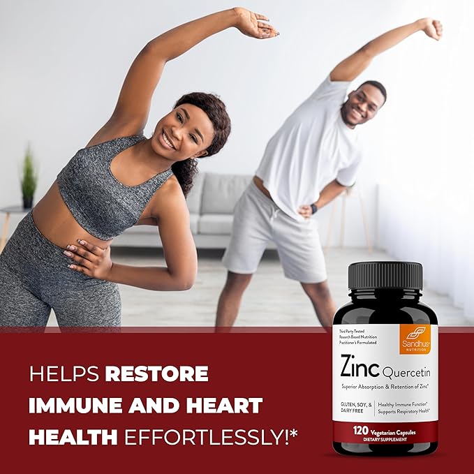 Sandhu’s Zinc Quercetin 120 Vegetarian Capsules – Zinc Supplements for Antioxidant Immune Support Zinc for Men and Women – Gluten, Soy, Dairy Free