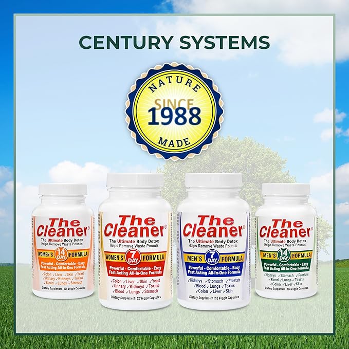 Century Systems The Cleaner Detox, Powerful 7-Day Complete Internal Cleansing Formula for Men, Support Digestive Health, 52 Vegetarian Capsules