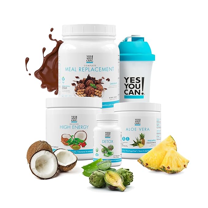 Yes You Can! Detox Plus Kit (Meal Replacement Chocolate, Aloe Vera Pineapple) - Complete Meal Replacement Powder, High Energy Shake Booster, Aloe Vera Detox Supplement, Health Transformation