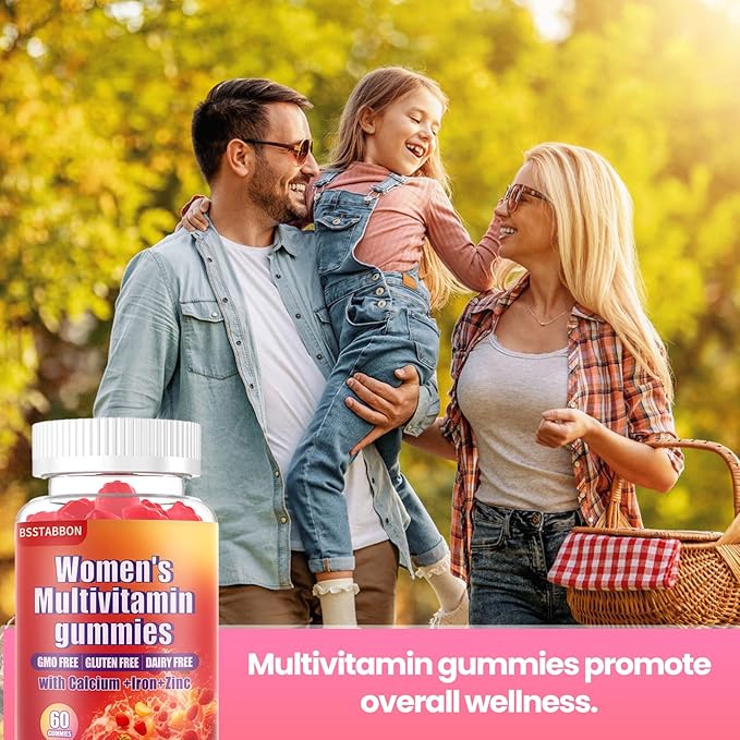 Women's Multivitamin Gummies Peach Flavor, Contains 6 Essential Vitamins (Vitamin A,B6,B12,C, D, E) and Multiple Mineral Values for Skin, Hair, Energy, Immune(60 Gummies) (60 Count)