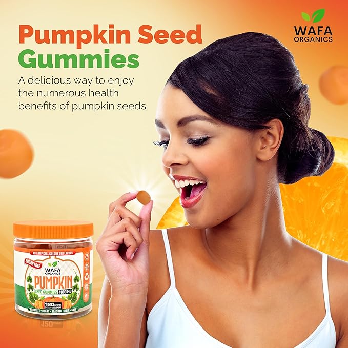 Sugar-Free Pumpkin Seed Oil Gummies 4000 mg - Prostate & Bladder Control Gummies Supplement, Non-GMO, No Artificial Ingredients, Hair Growth & Heart Support, Vegan Extract for Men & Women - 120 Count