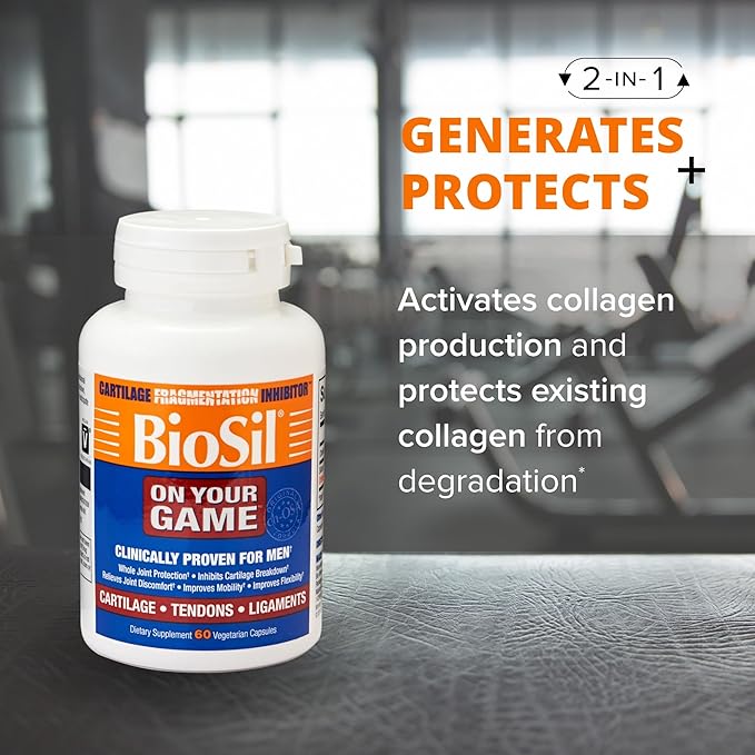 Biosil On Your Game - 60 Veggie Capsules - with Patented ch-OSA Complex - Increase Collagen Production for Joint Pain Relief, Flexibility & Range of Motion - GMO Free - 30-Day Supply