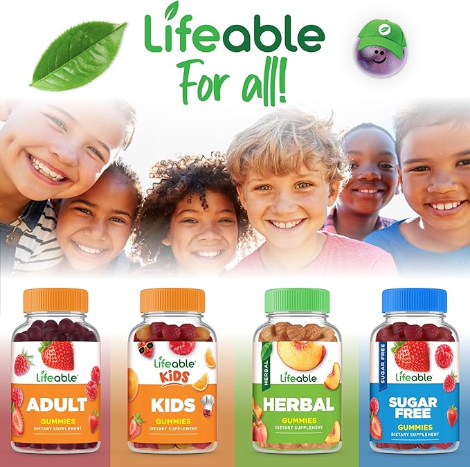Lifeable Kids Multivitamin Gummies | Great Tasting Multivitamin for Kids | with Vitamins A, C, D, E, B6, B12, Zinc, Biotin, Folic Acid, Iodine, Niacin | for Overall Body Health | 90 Gummies