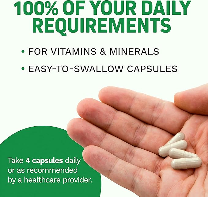 Whole Food Multivitamin for Adults | Multivitamins for Men & Women | Superfoods, Real Raw Veggies, Fruits, Vitamin E, A, B Complex | Vegan Non-GMO 120 Vegetarian Capsules