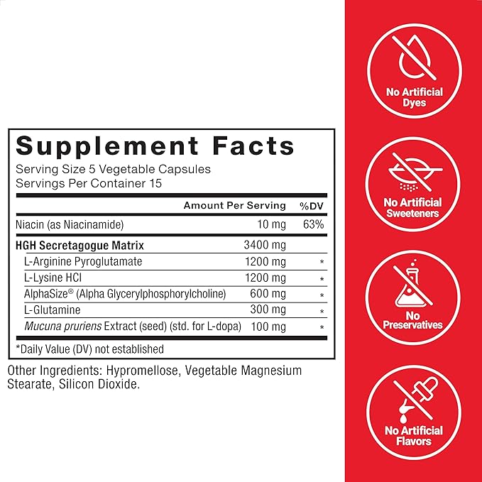 Force Factor Prime HGH Secretion Activator, HGH Supplement for Men with Clinically Studied AlphaSize to Help Trigger HGH Production, Increase Workout Force, and Improve Performance, 75 Capsules