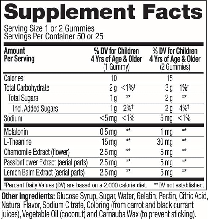 OLLY Kids Sleep Gummy, Occasional Sleep Support, 0.5mg Melatonin, L Theanine, Chamomile, and Lemon Balm, Childrens Chewable Supplement, Raspberry - 50 Count
