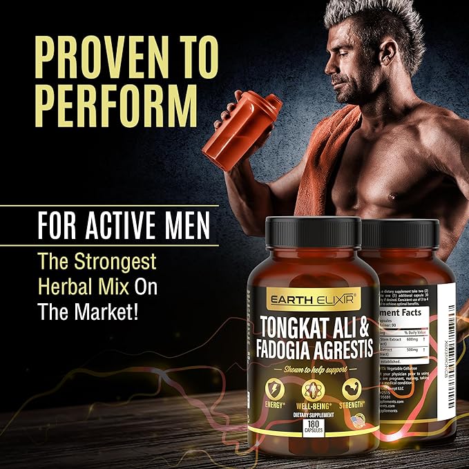 Fadogia Agrestis 600mg and Tongkat Ali 500mg Supplements (180 Capsules) - Made in USA - 3 Month Supply ā 3rd Party Tested - Long Jack - Tongkat Ali Fadogia Agrestis for Men and Women