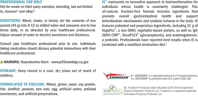 XYMOGEN i5 - Gut Health, Detox + Cytokine Balance Support Powder - 21g Protein, Immunoglobulin, Arabinogalactan, Broccoli Seed Extract - Vanilla Drink Mix (10 Packets)
