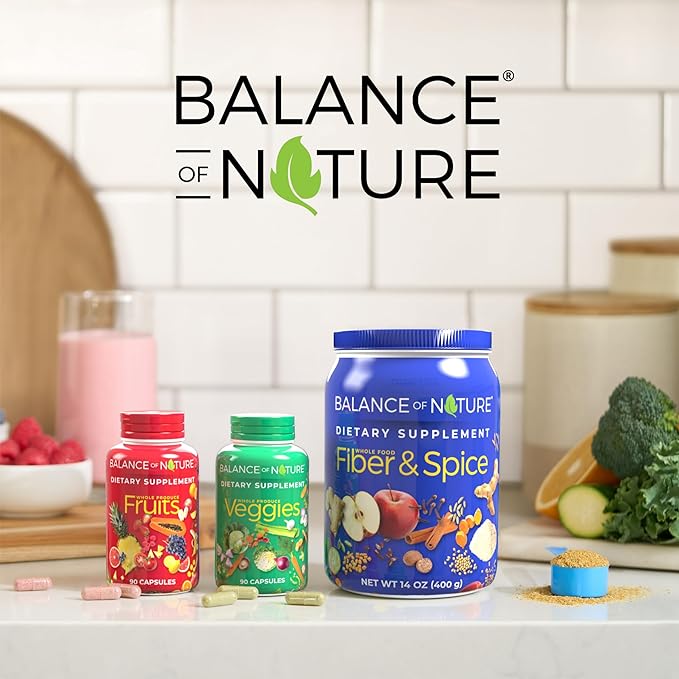 Balance of Nature Whole Food Supplement with Fruit and Vegetable Ingredients for Women, Men, and Kids - 90 Capsules, 3 Sets
