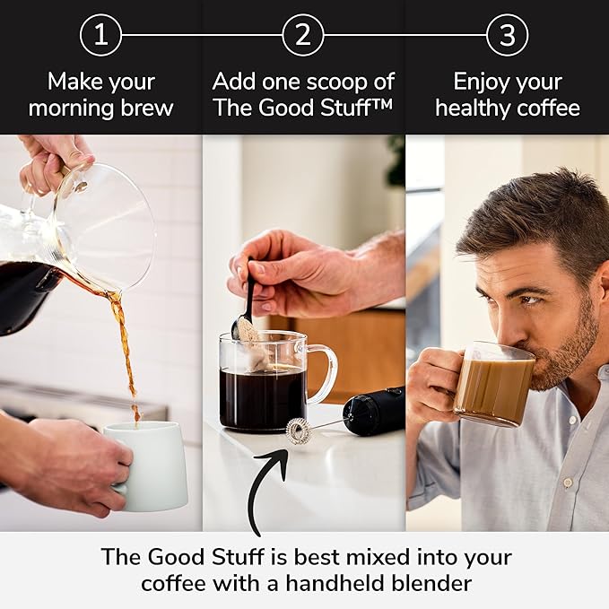 For Wellness The Good Stuff Performance Coffee Supplement- Non-Dairy Coffee Creamer Powder w/Collagen, MCT, L-Theanine & Cinnamon - Healthy Coffee Add-in for Energy & Focus