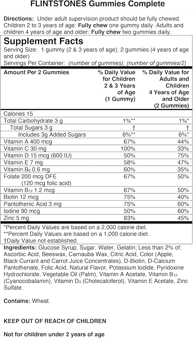 Flintstones Vitamins Complete Gummies, Kids Vitamins with Vitamin C for Toddlers and Children, Vitamins for Kids with Vitamin A, B6, B12, E & Zinc, 180 Count