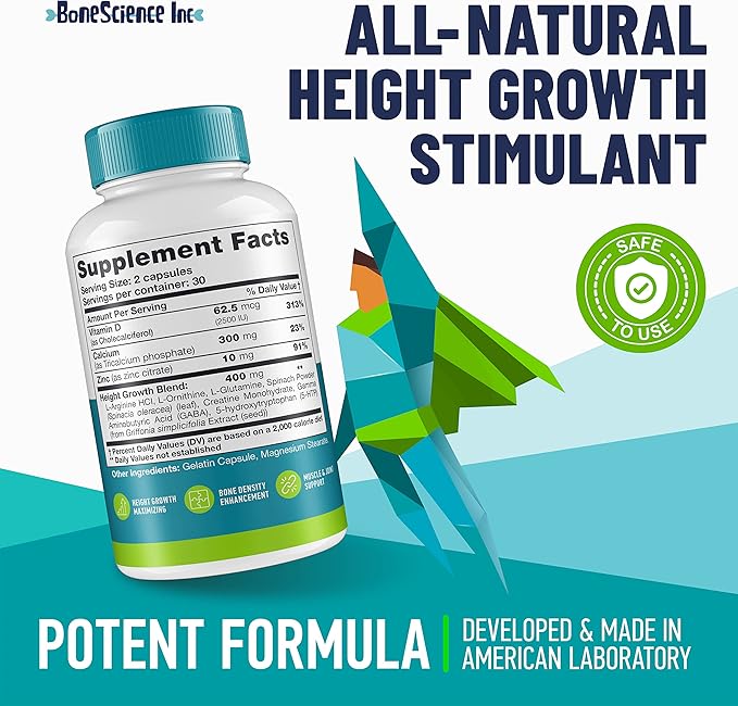 (Pack of 2) Height Growth Maximizer - Reach Natural Height - Made in USA - Height Pills Bone Growth - Grow Taller Supplement for Adults & Kids - Height Increase Pills - Maximum Height Growth Formula