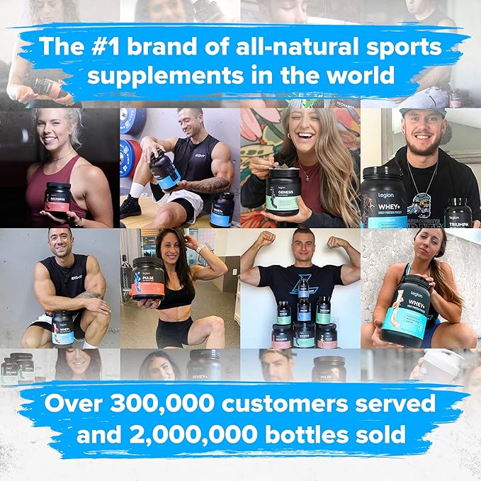 LEGION- All Natural Nitric Oxide Preworkout Drink to Boost Energy, Creatine Free, Naturally Sweetened, Beta Alanine, Citrulline, Alpha GPC (Blueberry Lemonade)