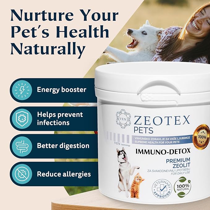 Zeolite Powder 100% Natural Food Supplement for Immunity & Detox, Digestive Health, Joint Health Supplement Powder, Liver Detox, Enhance Pet Health w/Easy-to-Use Pet Supplements, 350g/12.35 oz