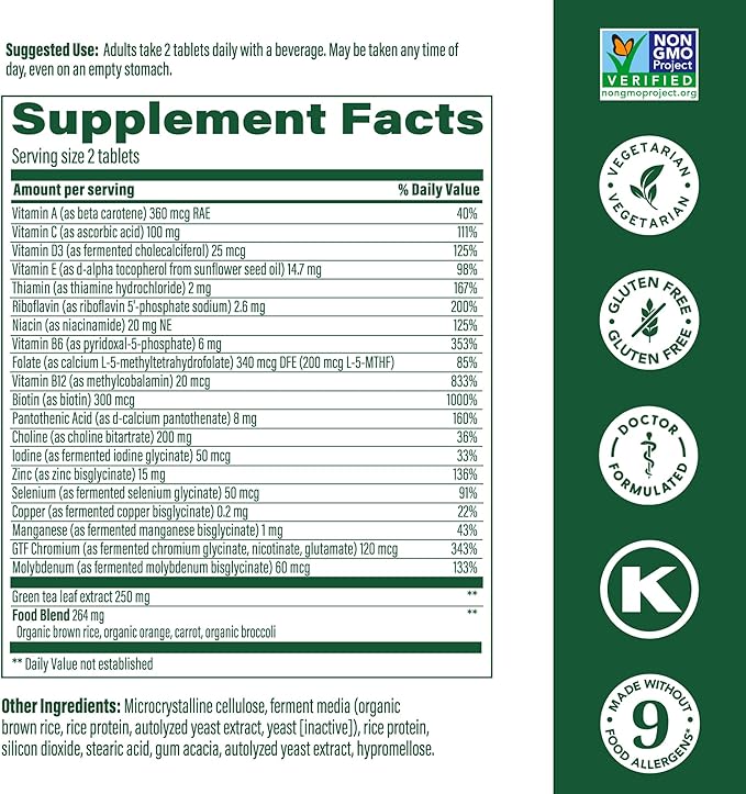 MegaFood Women's 55+ Advanced Multivitamin for Women - Doctor-Formulated with Choline, Vitamin D3, Vitamin B12, Biotin - Plus Real Food - Optimal Aging, - Vegetarian - 60 Tabs (30 Servings)