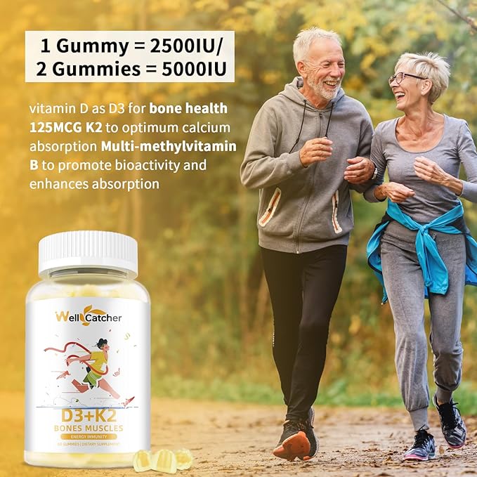 Vitamin D3 K2 Gummies - Vitamin D3 5000IU K2 (MK-7) 120mcg Supplements with Vitamin B Complex Sugar Free for Adults Kids Supports Bone Teeth Strength Immune Mango Flavor 60 Counts 2 Packs