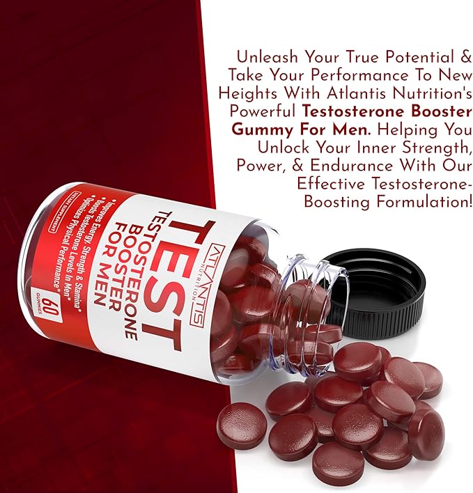 Testosterone Booster For Men Gummies - Male Enhancement, Boosts Energy, & Optimizes Physical Performance. Formulated with Tribulus, Horny Goat Weed, Saw Palmetto, Maca Root & More - 60 Gummies