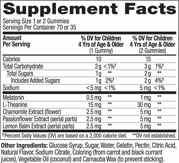 OLLY Kids Sleep Gummies, 0.5mg Melatonin, L Theanine, Chamomile, and Lemon Balm, Fall Asleep Faster, Raspberry - 70 Count