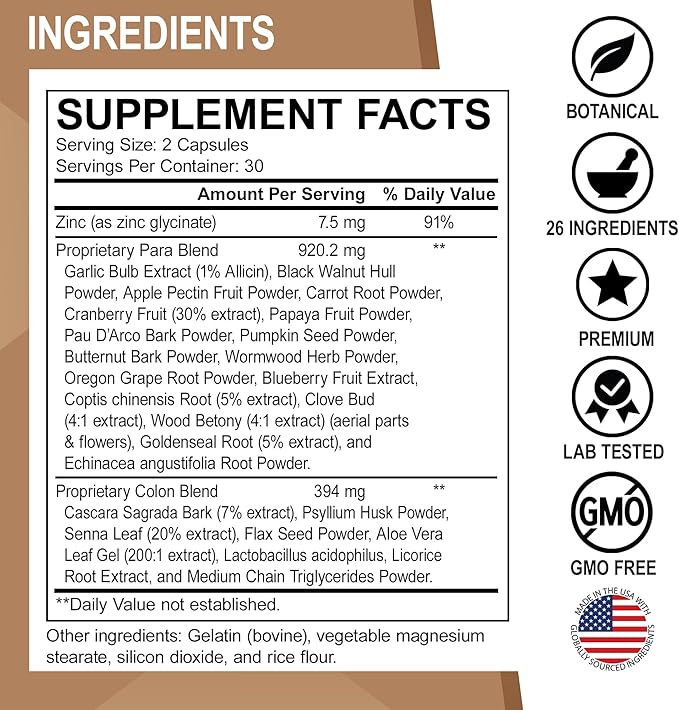 Colon Cleanse Pills Body Detox - Intestinal Guard Cleanser for Stomach - Natural Weight Flush Cleaner Supplement Complex, Women Men Kids, Herbal Wormwood Black Walnut Clove - Gut Loss Health Capsules