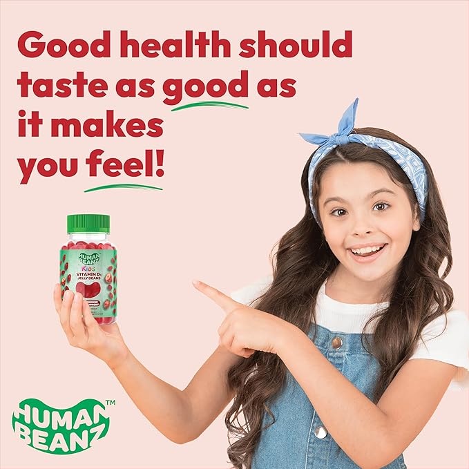 Vitamin D3 Jelly Bean Gummies for Kids, 25mcg/1000 IU Vitamin D, Nutritional Vegetarian Supplements, 120 Strawberry Blast Jelly Beans, Kosher