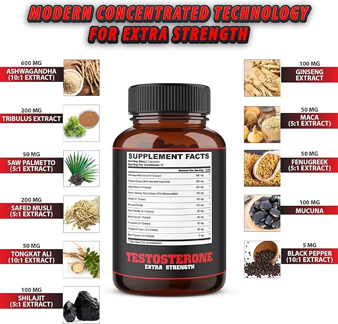 agobi Herbal Test Support for Male Supplement - Support Efficiency, Speed, Strength, Flexibility - Body Booster - 2 Packs 60caps - 2 Month Supply