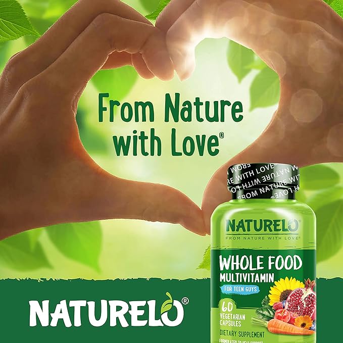 NATURELO Whole Food Multivitamin for Teenage Boys - Vitamins and Minerals Supplement for Active Kids - with Plant Extracts - Non-GMO - Vegan & Vegetarian - 60 Count (Pack of 2)