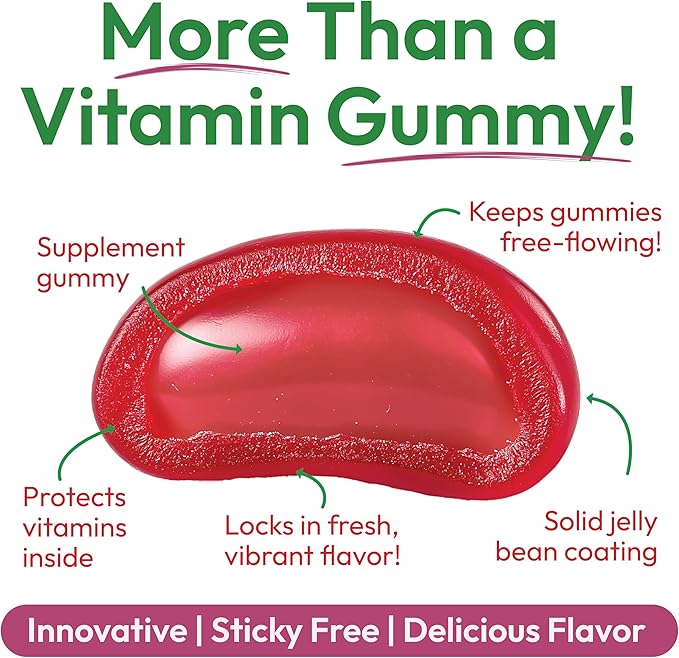 Biotin Jelly Bean Gummy Vitamins, Max Strength Biotin for Hair, Skin and Nails, 10000mcg per Serving, Hair Growth Vitamins for Men and Women, 120 Strawberry Blast Jelly Beans, Kosher