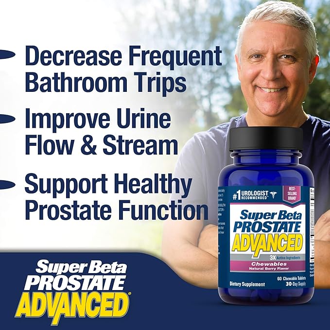 Super Beta Prostate Advanced Chewables - Prostate Support Supplement for Men's Health (60 Chews, 1-Bottle)